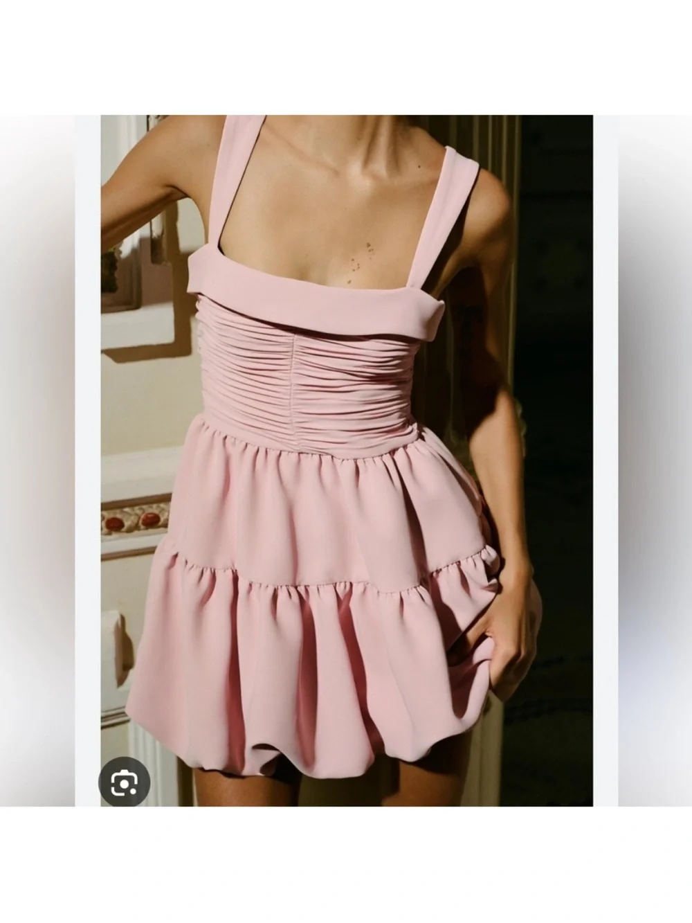 NWT Zara Pink Draped Balloon Mini Dress Sz XS